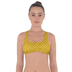 Yellow Floral Pattern Vintage Pattern, Yellow Background Got No Strings Sports Bra by nateshop