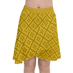 Yellow Floral Pattern Vintage Pattern, Yellow Background Chiffon Wrap Front Skirt