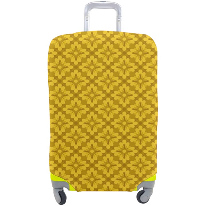 Yellow Floral Pattern Vintage Pattern, Yellow Background Luggage Cover (Large)