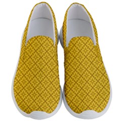 Yellow Floral Pattern Vintage Pattern, Yellow Background Men s Lightweight Slip Ons by nateshop