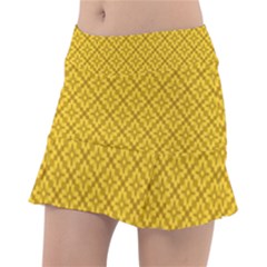 Yellow Floral Pattern Vintage Pattern, Yellow Background Classic Tennis Skirt by nateshop