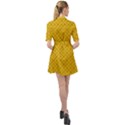 Yellow Floral Pattern Vintage Pattern, Yellow Background Belted Shirt Dress View2