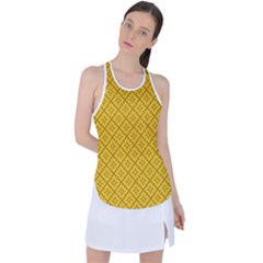 Yellow Floral Pattern Vintage Pattern, Yellow Background Racer Back Mesh Tank Top by nateshop