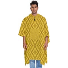 Yellow Floral Pattern Vintage Pattern, Yellow Background Men s Hooded Rain Ponchos by nateshop