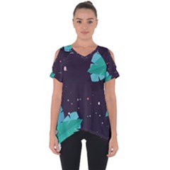 Leaves Flowers Border Frame Floral Cut Out Side Drop T-shirt by Grandong