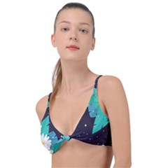 Leaves Flowers Border Frame Floral Knot Up Bikini Top by Grandong