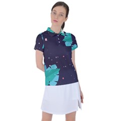 Leaves Flowers Border Frame Floral Women s Polo T-shirt