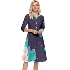 Leaves Flowers Border Frame Floral Classy Knee Length Dress by Grandong