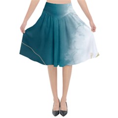 Background Flower Minimalist Flared Midi Skirt by Grandong