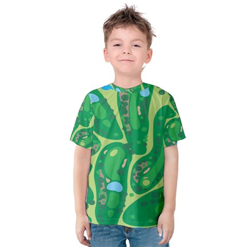 Golf Course Par Golf Course Green Kids  Cotton T-shirt by Grandong