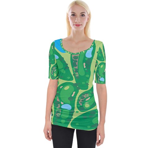 Golf Course Par Golf Course Green Wide Neckline T-shirt by Grandong