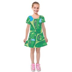 Golf Course Par Golf Course Green Kids  Short Sleeve Velvet Dress by Grandong