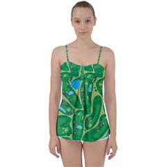 Golf Course Par Golf Course Green Babydoll Tankini Top by Grandong