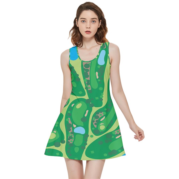 Golf Course Par Golf Course Green Inside Out Reversible Sleeveless Dress