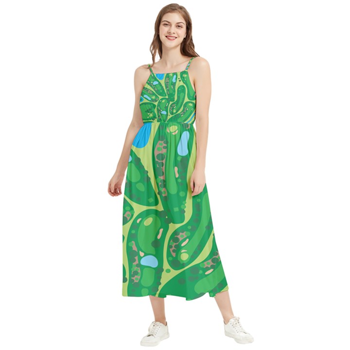 Golf Course Par Golf Course Green Boho Sleeveless Summer Dress