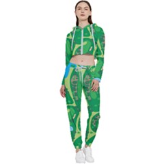 Golf Course Par Golf Course Green Cropped Zip Up Lounge Set by Grandong