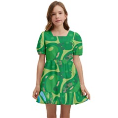 Golf Course Par Golf Course Green Kids  Short Sleeve Dolly Dress by Grandong