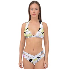 Graphic Design Geometric Background Double Strap Halter Bikini Set by Grandong