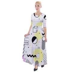 Graphic Design Geometric Background Half Sleeves Maxi Dress by Grandong