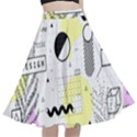 Graphic Design Geometric Background A-Line Full Circle Midi Skirt With Pocket View1