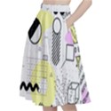 Graphic Design Geometric Background A-Line Full Circle Midi Skirt With Pocket View2