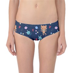 Cute Astronaut Cat With Star Galaxy Elements Seamless Pattern Classic Bikini Bottoms by Grandong