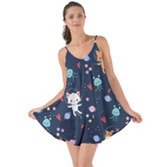 Cute Astronaut Cat With Star Galaxy Elements Seamless Pattern Love The Sun Cover Up by Grandong