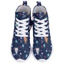 Cute Astronaut Cat With Star Galaxy Elements Seamless Pattern Women s Lightweight High Top Sneakers View1