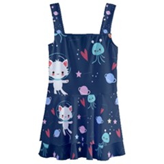 Cute Astronaut Cat With Star Galaxy Elements Seamless Pattern Kids  Layered Skirt Swimsuit by Grandong