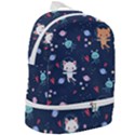 Cute Astronaut Cat With Star Galaxy Elements Seamless Pattern Zip Bottom Backpack View2