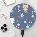 Cute Astronaut Cat With Star Galaxy Elements Seamless Pattern Wireless Fast Charger(White) View1