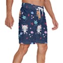 Cute Astronaut Cat With Star Galaxy Elements Seamless Pattern Men s Beach Shorts View3