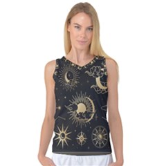 Asian Set With Clouds Moon Sun Stars Vector Collection Oriental Chinese Japanese Korean Style Women s Basketball Tank Top by Grandong