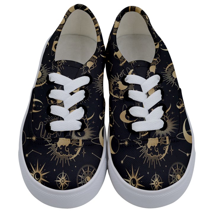 Asian Set With Clouds Moon Sun Stars Vector Collection Oriental Chinese Japanese Korean Style Kids  Classic Low Top Sneakers