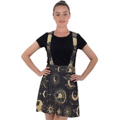 Asian Set With Clouds Moon Sun Stars Vector Collection Oriental Chinese Japanese Korean Style Velvet Suspender Skater Skirt by Grandong