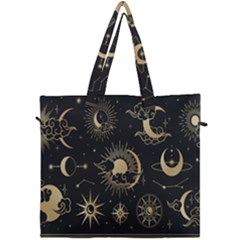 Asian Set With Clouds Moon Sun Stars Vector Collection Oriental Chinese Japanese Korean Style Canvas Travel Bag by Grandong