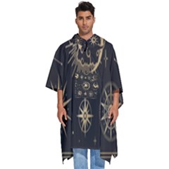 Asian Set With Clouds Moon Sun Stars Vector Collection Oriental Chinese Japanese Korean Style Men s Hooded Rain Ponchos by Grandong