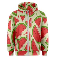 Cute Watermelon Seamless Pattern Men s Zipper Hoodie