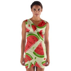 Cute Watermelon Seamless Pattern Wrap Front Bodycon Dress