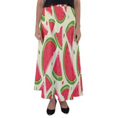 Cute Watermelon Seamless Pattern Flared Maxi Skirt