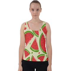 Cute Watermelon Seamless Pattern Velvet Tank Top