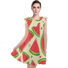 Cute Watermelon Seamless Pattern Tie Up Tunic Dress