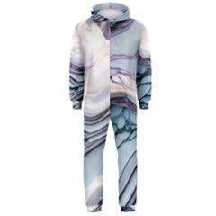 Marble Abstract White Pink Dark Hooded Jumpsuit (men) by Grandong