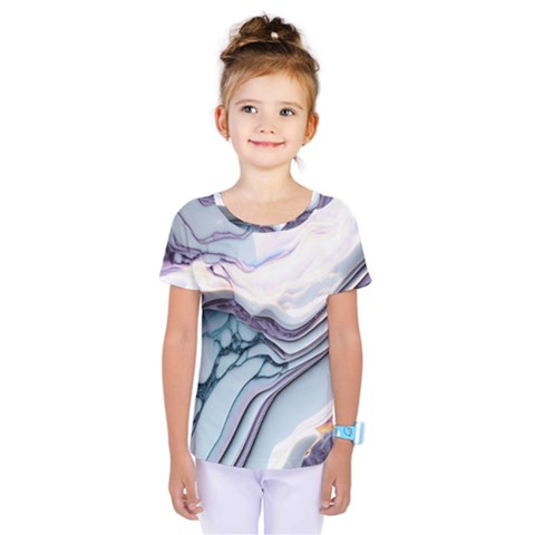 Marble Abstract White Pink Dark Kids  One Piece T-shirt by Grandong