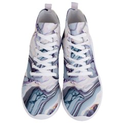 Marble Abstract White Pink Dark Men s Lightweight High Top Sneakers by Grandong