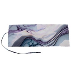 Marble Abstract White Pink Dark Roll Up Canvas Pencil Holder (s) by Grandong