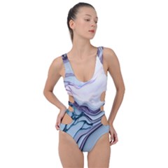 Marble Abstract White Pink Dark Side Cut Out Swimsuit by Grandong