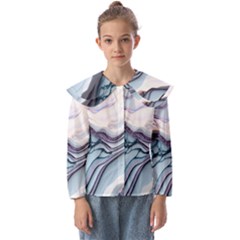 Marble Abstract White Pink Dark Kids  Peter Pan Collar Blouse by Grandong