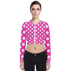 Pink-polka-dot-background Long Sleeve Zip Up Bomber Jacket by ironman2222