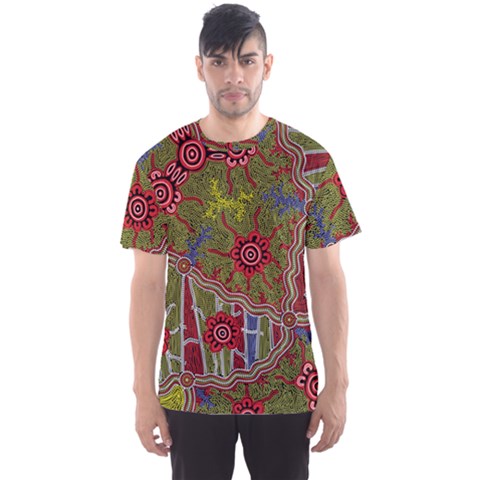 Authentic Aboriginal Art - Connections Men s Sport Mesh T-shirt by hogartharts